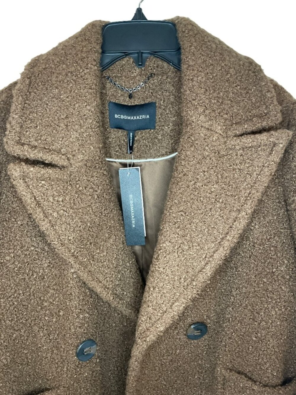 BCBGMAXAZRIA Coffee Brown Wool Double-Breasted Coat Women's Sz M $398 NWT - Picture 3 of 8